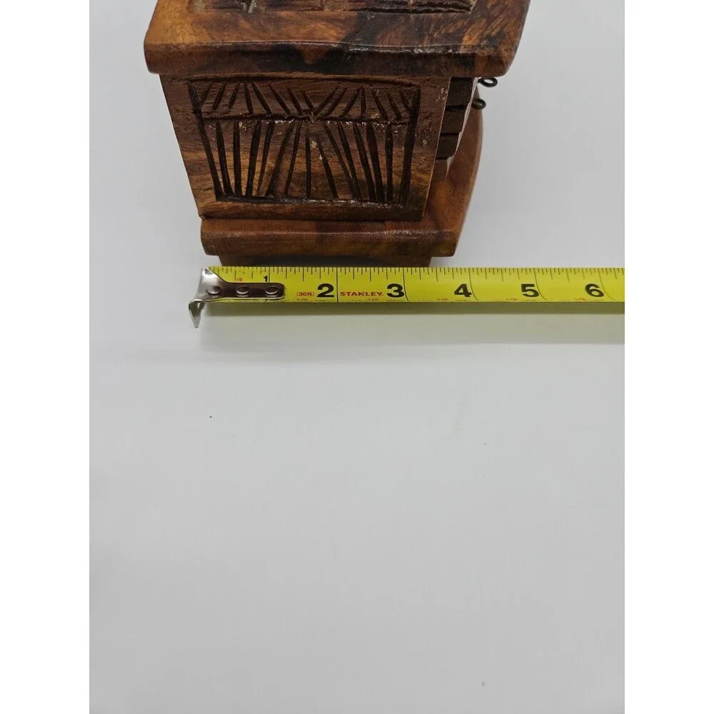 Vintage Handcarved Wooden Coaster Set of 10 Coasters In Box- Thailand